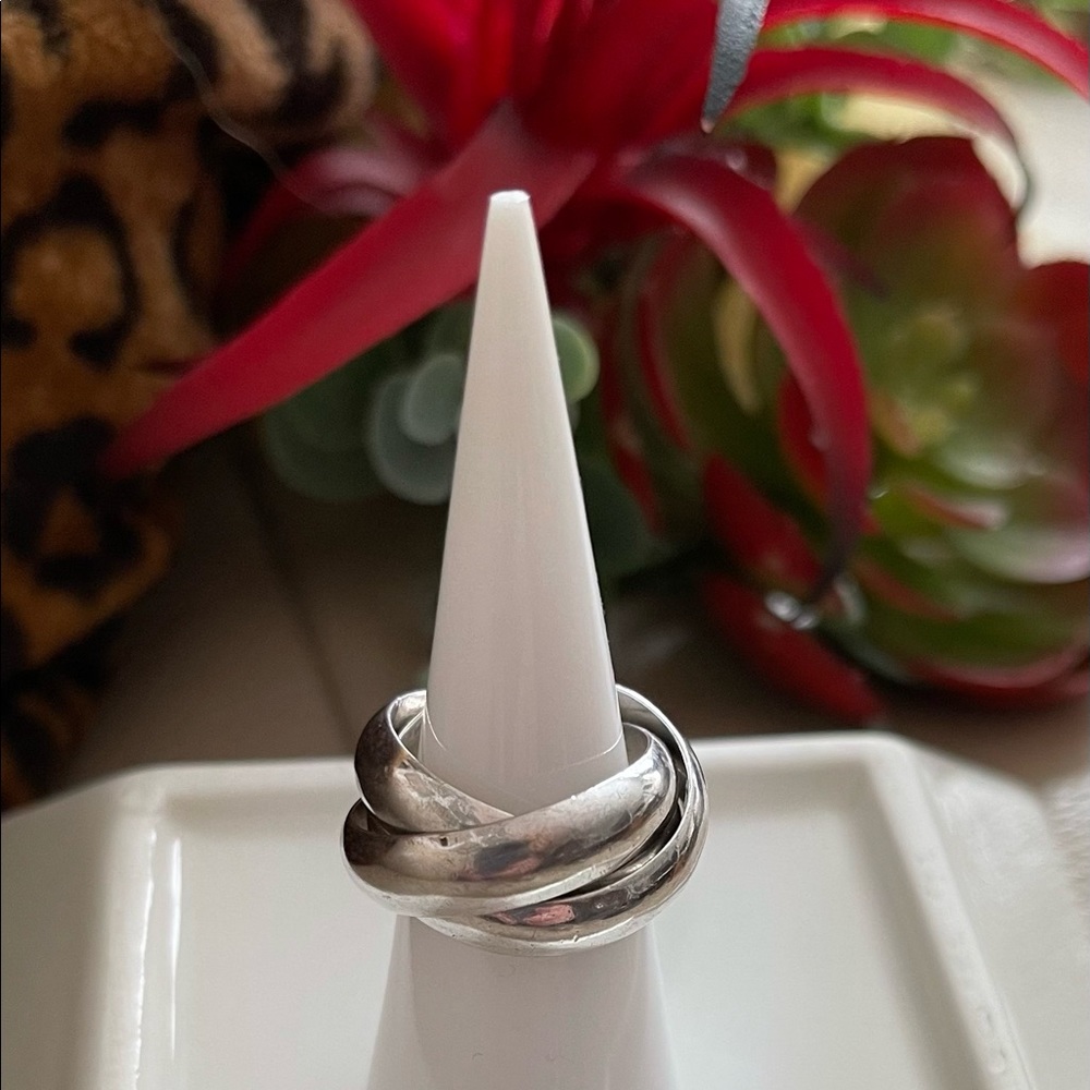 Sterling Silver 925, Rolling Ring, Interlocking R… - image 1